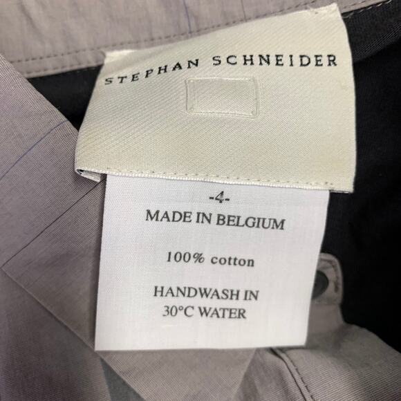 STEPHAN SCHNEIDER Size M Grey Taupe Mixed Fabrics Cotton Short Sleeve Shirt - Picture 4 of 4